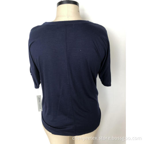 V-neck short - sleeved button top
